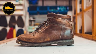 Full Sole Restoration On Leather Boots  Shoe Repair [upl. by Letsyrc]