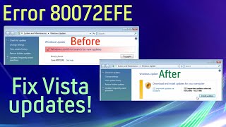 Fix Windows Vista update error 80072EFE [upl. by Torrin558]