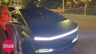 JayZ Signs Autographs Before Leaving In His Tesla Cybertruck And Sharply Turning Into The Road [upl. by Siuol]