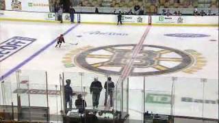 9 year old kid hockey phenom scores amazing goal before Bruins game in penalty shot shootout contest [upl. by Eilyah]