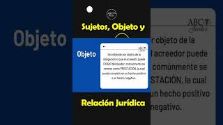 SUJETOS OBJETO Y RELACIÓN JURÍDICA [upl. by Leonelle]