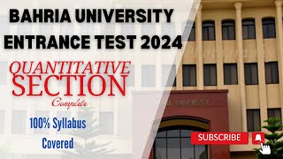 Bahria University Entrance Test 2024 Complete Quantitative Section Mathematics for BS amp MS Programs [upl. by Airbmak]