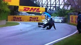 Steward falls over at 2011 Canadian Grand Prix [upl. by Nemra]