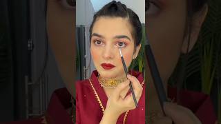 Golden Glitter Eyeshade Look With Maroon Dress shorts makeup trending viral [upl. by Hsemin373]