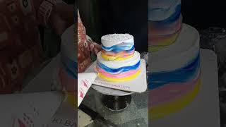 Simple 2 Step Very Easy Cake Design viral cake shorts shortsfeed shortviralvideo [upl. by Anibas895]