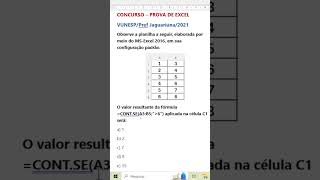 shots QUESTÃO DE CONCURSO PÚBLICO  CONTSE EXCEL excelbr concurso concursospúblicos excel [upl. by Lyndsay134]