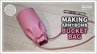 Leather Craft Making a mini bucket bag  Free PDF Pattern [upl. by Amrita]