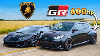 GR Yaris de 600 hp vs Lambo Aventador SV ARRANCONES [upl. by Greene]