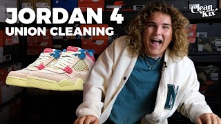 Jordan 4 Union LA Cleaning Walk Through  Suede Cleaning  CleanKIX Lab [upl. by Duile]