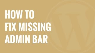 How to Fix Missing Admin Bar Issue in WordPress [upl. by Jaehne]