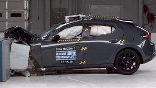 2024 Mazda 3 hatchback updated moderate overlap crash test extended footage [upl. by Avek]