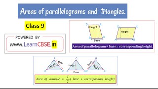 Basics of Areas of Triangles and Parallelograms  CBSE solutions for class 9 maths [upl. by Geithner]