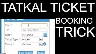 IRCTC Tatkal TRICK  Book ticket in 30 Seconds [upl. by Kcirrag]