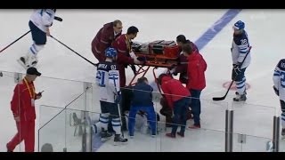 IIHF 2014 FinlandRussia  Vadim Shipachyov Insane Hit To Pekka Jormakka [upl. by Stephani244]