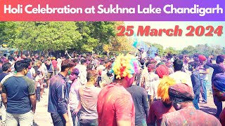 Holi Celebration at Chandigarh Sukhna Lake 2024 [upl. by Saiff]