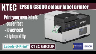 Epson C8000  Colour label roll printer  LabelsUPrint ®  KTEC GROUP UK [upl. by Alrahs]