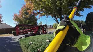 Christmas Light Hangers TREE WRAPPING with a 60 foot lift 🌳💡🎄 christmaslights [upl. by Schrick501]