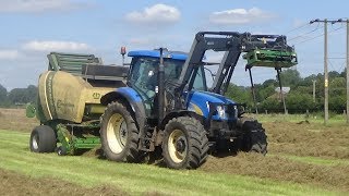 Baling for Haylage with New Holland T6030 amp Krone Comprima [upl. by Fusco]