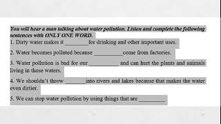 1 English listening  water pollution english 8 [upl. by Arne]