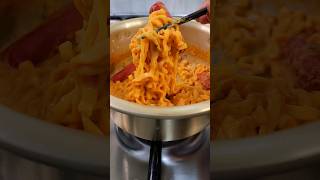 Buldak cream carbonara w cream cheese amp hotdog 👌 asmr ramyun [upl. by Annig]