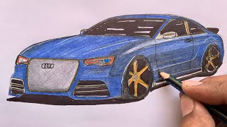 How To Draw AUDI RS5  Car Drawing audiart drawing [upl. by Lashondra763]