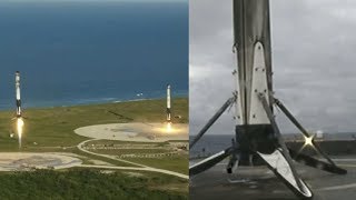 Falcon Heavy boosters landing [upl. by Nongim]