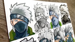 DRAWING KAKASHI IN DIFFERENT STYLES  NARUTO [upl. by Eigroeg281]