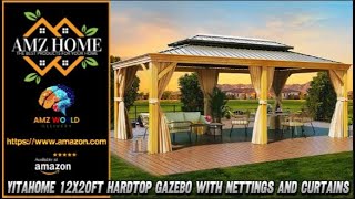 Describing YITAHOME 12x20ft Hardtop Gazebo with Nettings and Curtains Amazon [upl. by Kathrine]