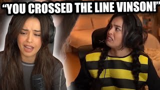 Valkyrae REACTS to Vinsons latest TROLL upload [upl. by Amoeji101]