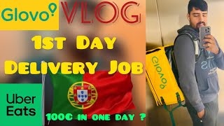 1st Day Food delivery job In Portugal porto 🇵🇹 Glovo amp Ubereats  Ghazanfar Vlogs [upl. by Velasco309]