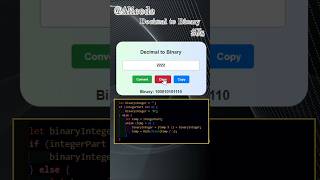 Day 36 New Decimal to Binary Converter project using Javascript javascriptprojects coding [upl. by Nedap976]