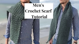 Classic Mens Crochet Scarf Tutorial  Free Crochet Mens Pattern [upl. by Itraa]