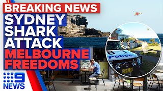 Sydney swimmer mauled to death by shark Restrictions set to lift in Victoria  9 News Australia [upl. by Einattirb941]