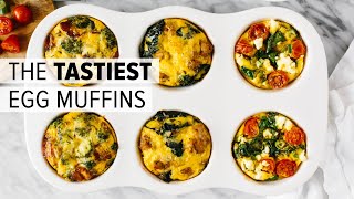 EGG MUFFINS 3 WAYS  healthy breakfast meal prep recipe [upl. by Ecurb]