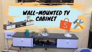 How to assemble WallMounted TV cabinet Suspended TV rack from Shopee [upl. by Nairahcaz527]