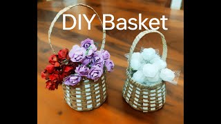 DIY CARDBOARD BASKET II FLOWER BASKET II MINIATURE DIY BASKET [upl. by Rory]