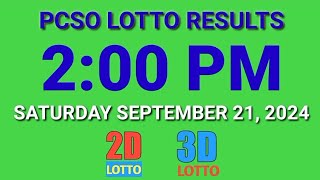 2pm Lotto Results Today September 21 2024 ez2 swertres 2d 3d pcso [upl. by Peria]