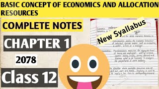 Basic Concept Of Economics And Allocation Of Resources  Class 12  Economics😘 Complete Notes🥰🥰 [upl. by Oberon]