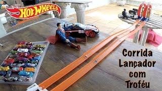 Hot Wheels Pista Corrida Lançador com Troféu  Carrinhos de Brinquedos [upl. by Llerrej214]