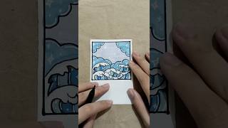 Polaroid Drawing using Alcohol marker art painting paint shorts blue aestheticpainting [upl. by Ayekal]