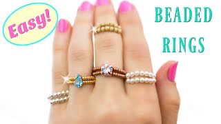 Create Your Own Ring With Crystal and Beads DIY Ring free jewelry making tutorials [upl. by Inahteb]