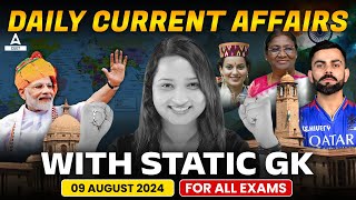 9 August Daily Current Affairs for CUET 2025  Important Static GK  Current Affairs Today [upl. by Brothers]