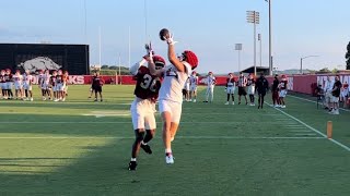 Arkansas WRs and DBs 1on1 drills Day 4 of fall camp [upl. by Hannon]