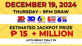 Lotto Result Today 9pm Draw December 19 2024 Swertres Ez2 Pcso  LRT PH [upl. by Gad600]