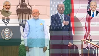 🇮🇳🇺🇲 India and USA National Anthem  Prime Minister Narendra Modis State Visit 2023 [upl. by Reitman]