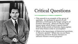 627 Lecture 23 Richard Nixon quotCheckersquot Speech [upl. by Acisseg]