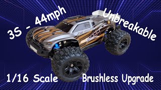 MJX Hyper Go Brushless Upgrade Final Stage H16SC H16GT Monster Truck 44mph on 3S Speed Run [upl. by Ivana962]