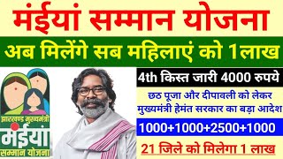 मंईयां सम्मान योजना अब मिलेंगे सब महिलाएं को 1लाख  4th किस्त जारी 4000 रुपये  हेमंत सरकार का आदेश [upl. by Athiste]