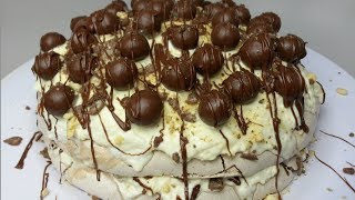 HOW TO MAKE A CHOCOLATE PAVLOVA with Nutella amp Maltesers [upl. by Yenffad412]