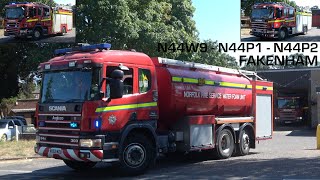 RARE Norfolk Fire and Rescue Fakenham Full House Turnout  Water Carrier and 2x Pumps [upl. by Ahsanat]